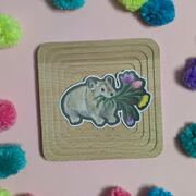 A sticker featuring an illustration of an American pika (Ochotona princeps)